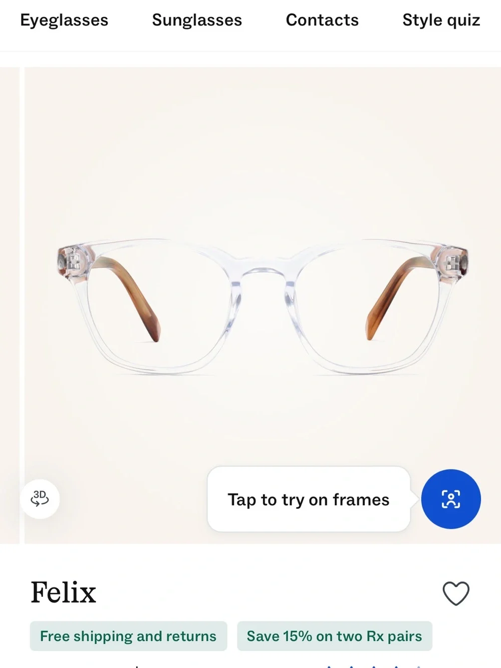 Warby Parker Blue Light Filtering Lenses for the Computer  - No prescription